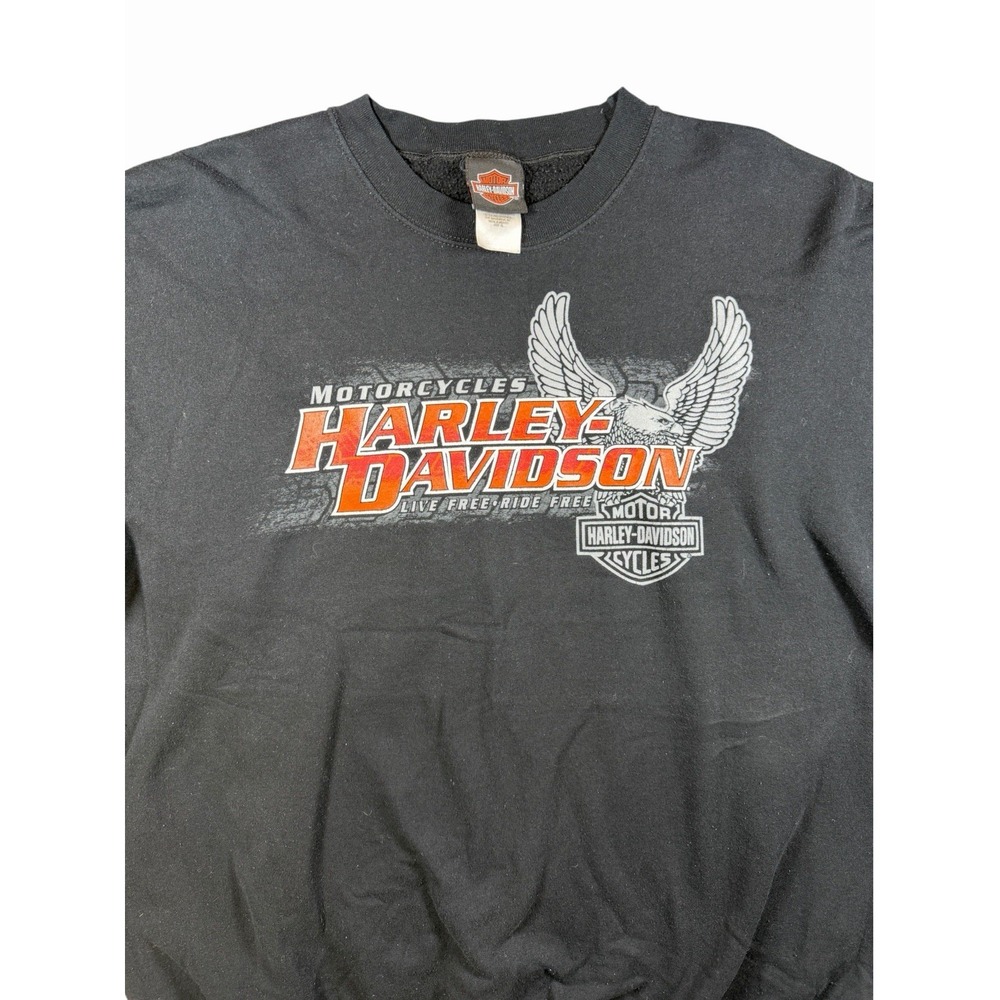 Harley Davidson Sweatshirt Mens XL/2XL Black Milwaukee WI Eagle Double Sided